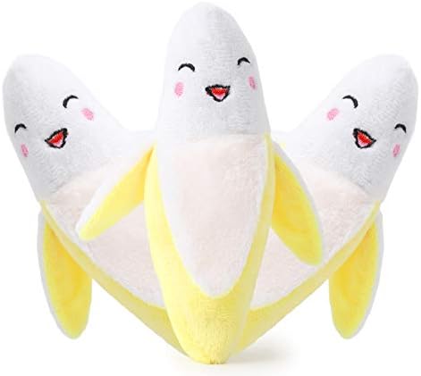 3 Soft Banana Dog Squeeky Toys