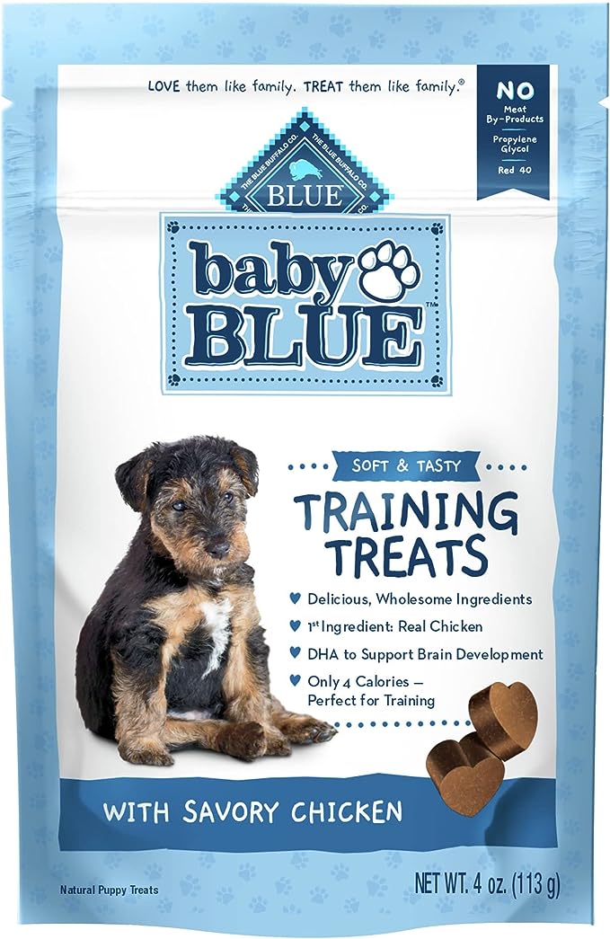 Baby blue training treats with savory chicken - perfect for puppy training sessions!