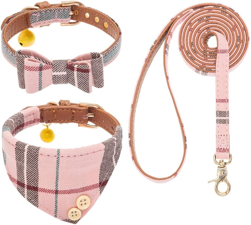 Collar bow tie bandana leash set