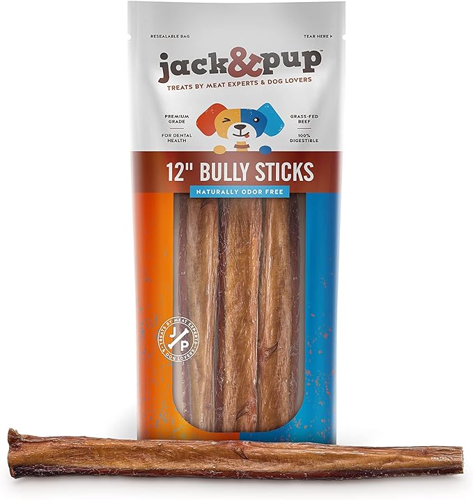 Jack & Pup bully sticks: Delicious chew treats for puppies. Satisfy their cravings with these high-quality bully sticks.