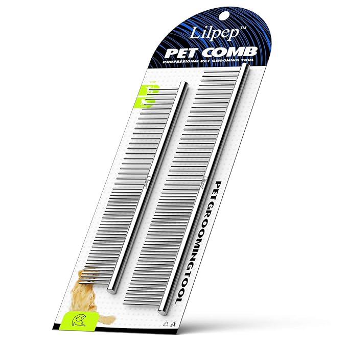 Lipper pet comb - 2 pack: Ideal for Yorkie puppies! These combs are a must-have for keeping your little one's coat neat and free from tangles. Grooming made easy!