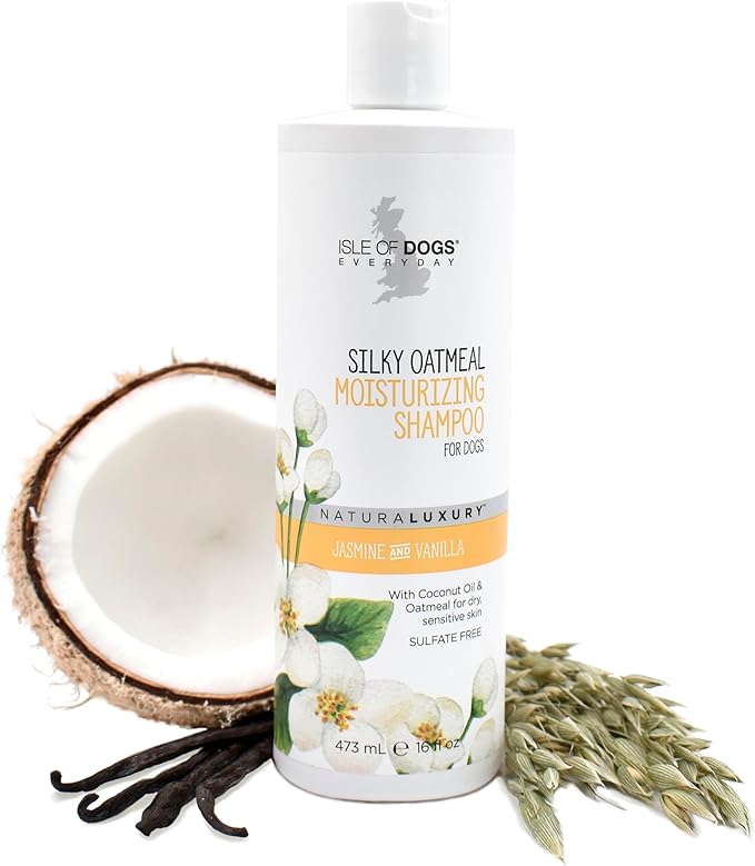 Isle of Dogs Silky Oatmeal Moisturizing Shampoo, a refreshing solution for your pet's grooming needs.