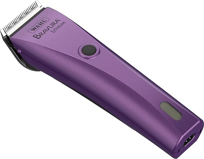 Wahl Bravura Lithium Cordless Pet Clippers: A sleek purple clipper with a black handle for all your grooming needs!