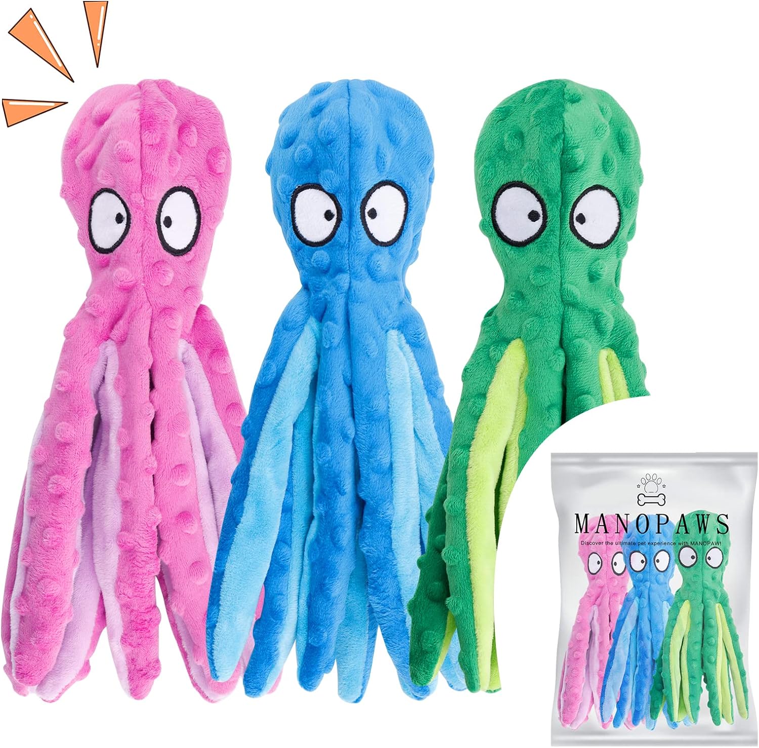 Squeaky Krinkle Octopus Dog Toys