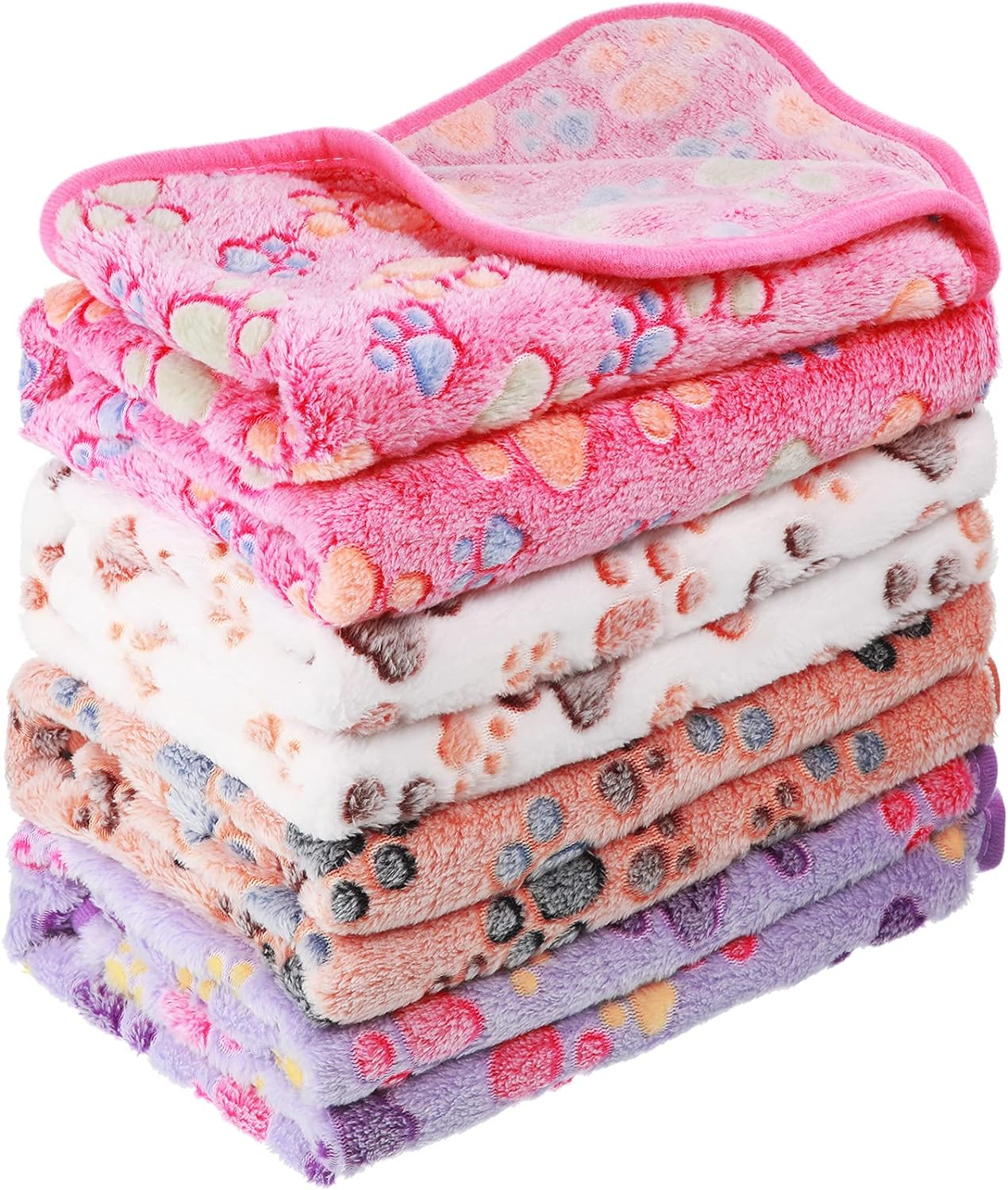 Mutli-colored paw print blankets
