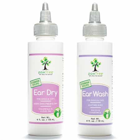 One bottle of Paw Tree Ear Wash and one bottle of Ear Dry, a cleansing system for pets' ears
