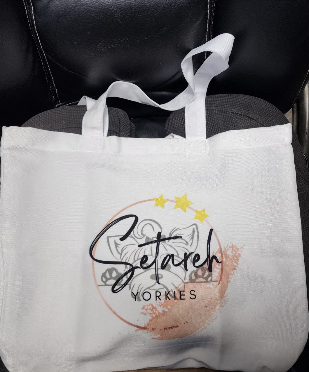 Go Home Bag with Setareh Yorkies Logo on it